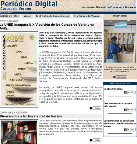 Sale a la luz el primer número del periódico digital de los Cursos de Verano de la UNED